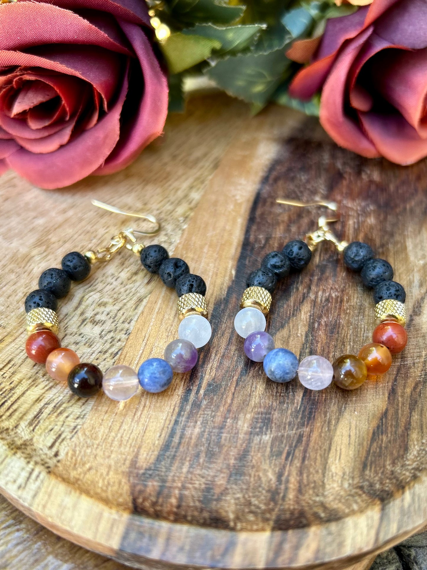 🌟 Boucles d’oreilles 7 Chakras – Version Dorée