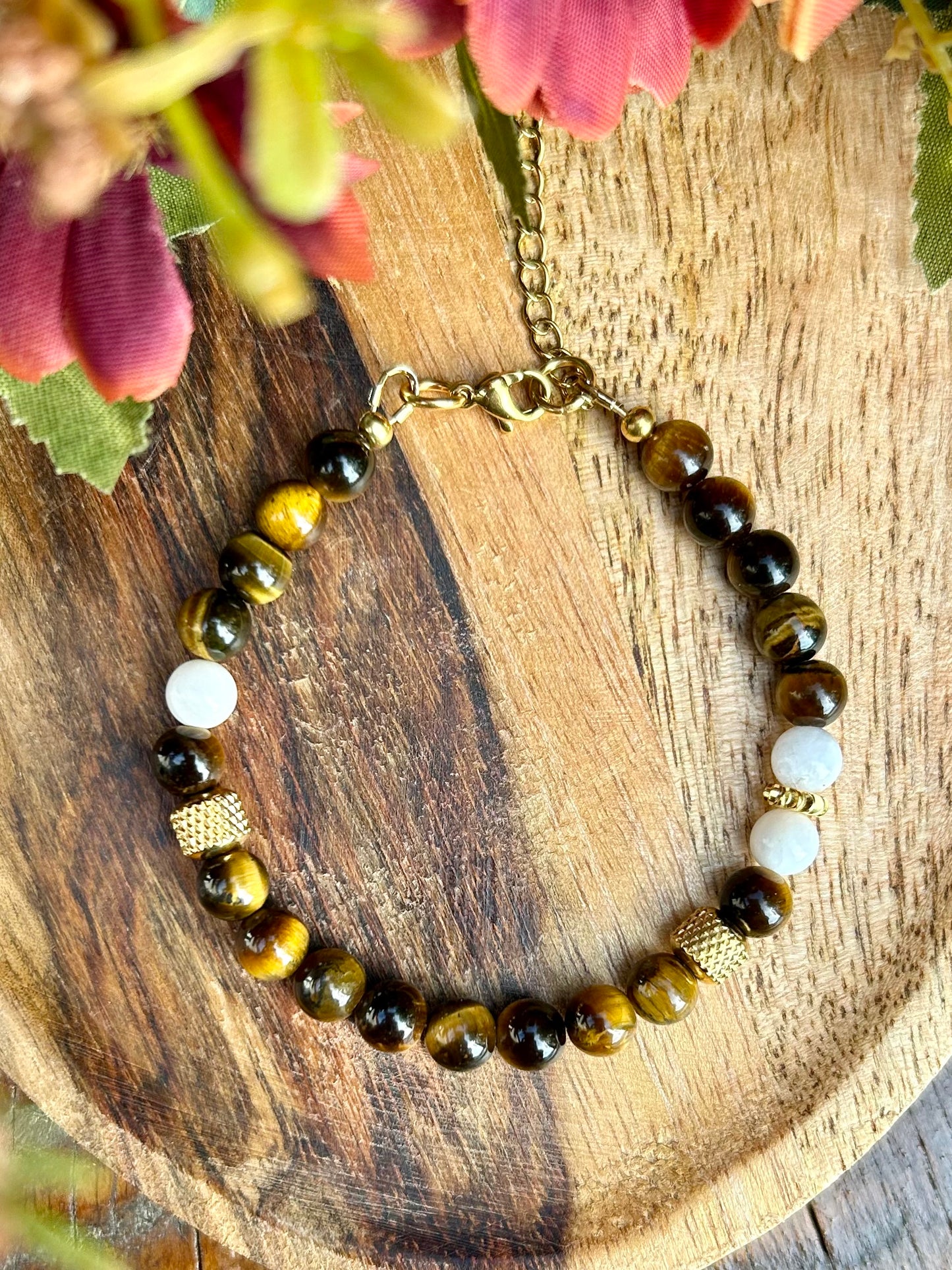 Bracelet Protection & Intuition – Œil de Tigre 6 mm & Péristérite
