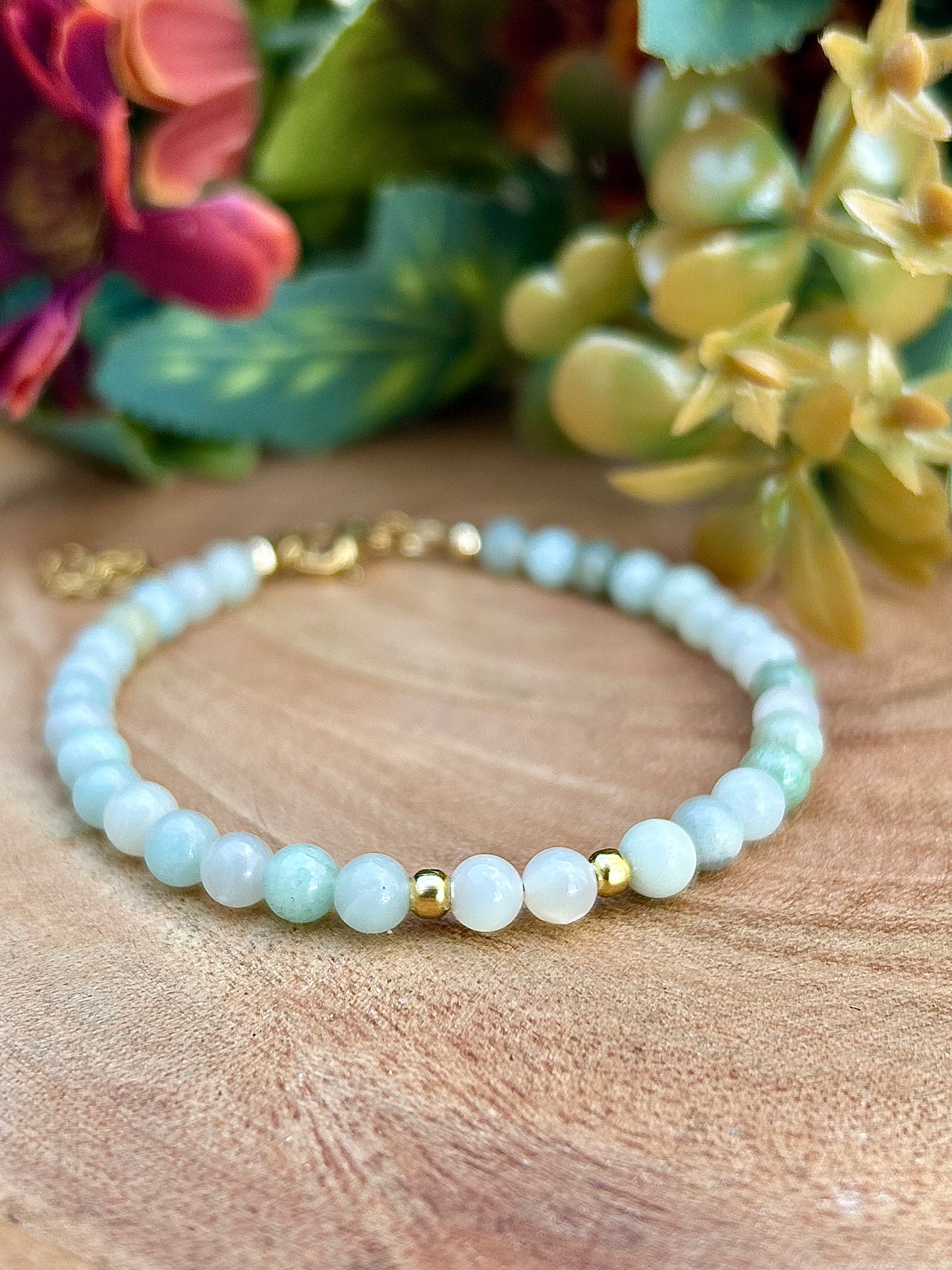Bracelet Amazonite & Nacre – Perles 4 mm | Apaisement & Communication douce