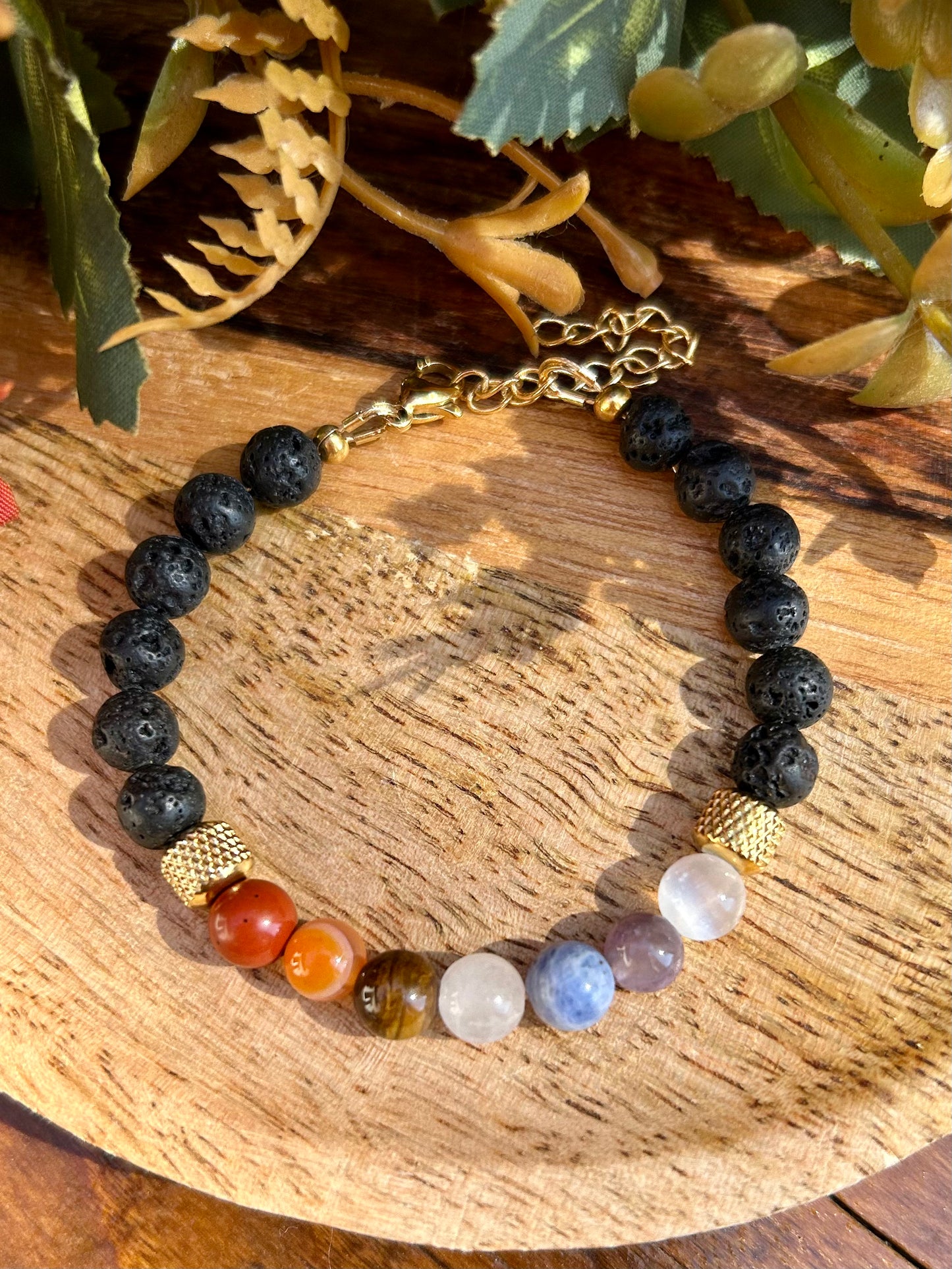 🌟 Bracelet Équilibre 7 Chakras – Version Dorée