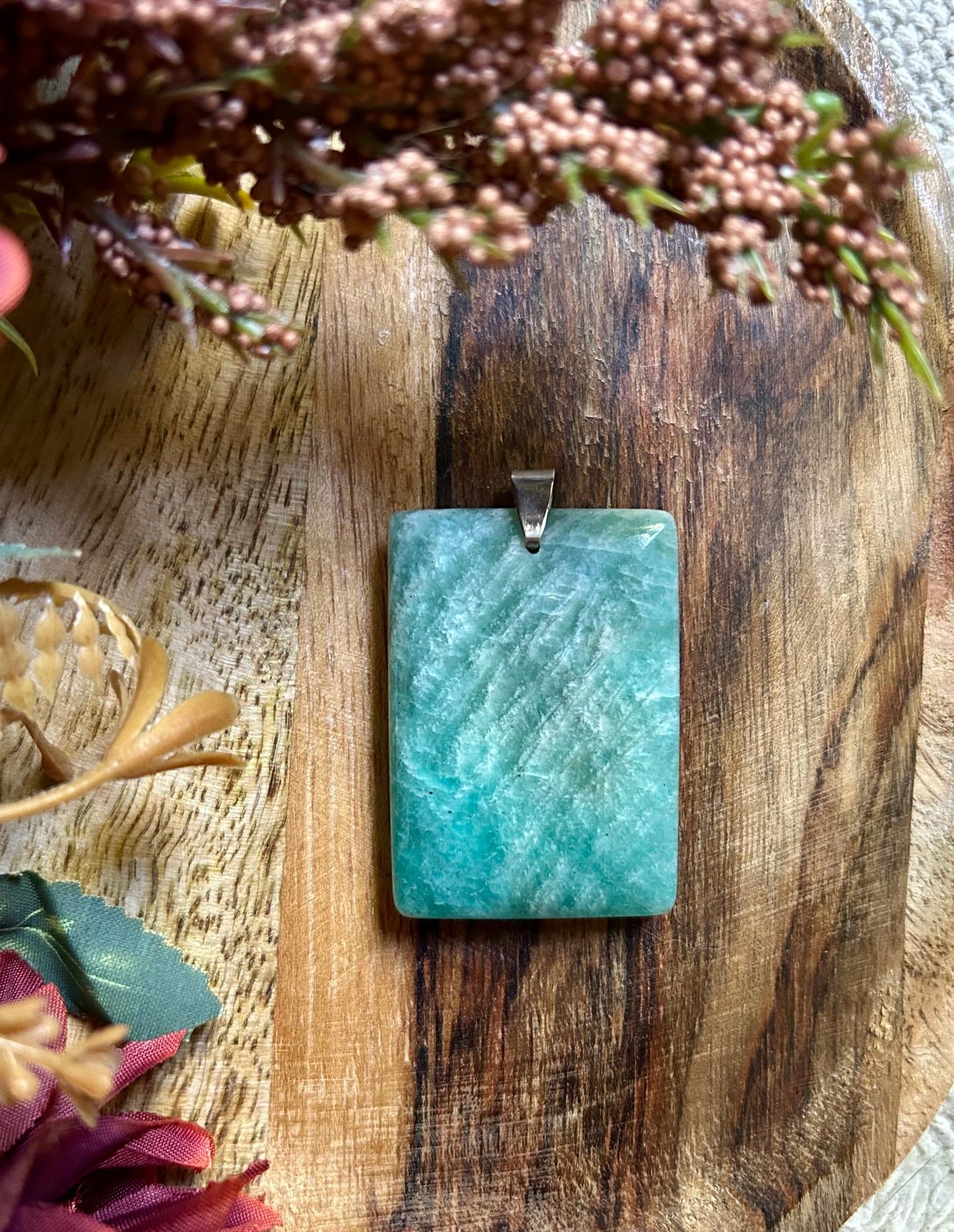 Pendentif rectangle en Amazonite – 35 à 45 mm