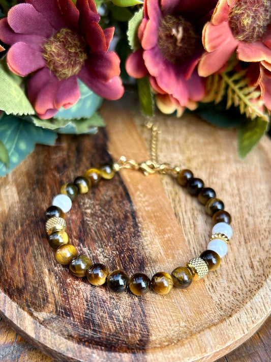 Bracelet Protection & Intuition – Œil de Tigre 6 mm & Péristérite
