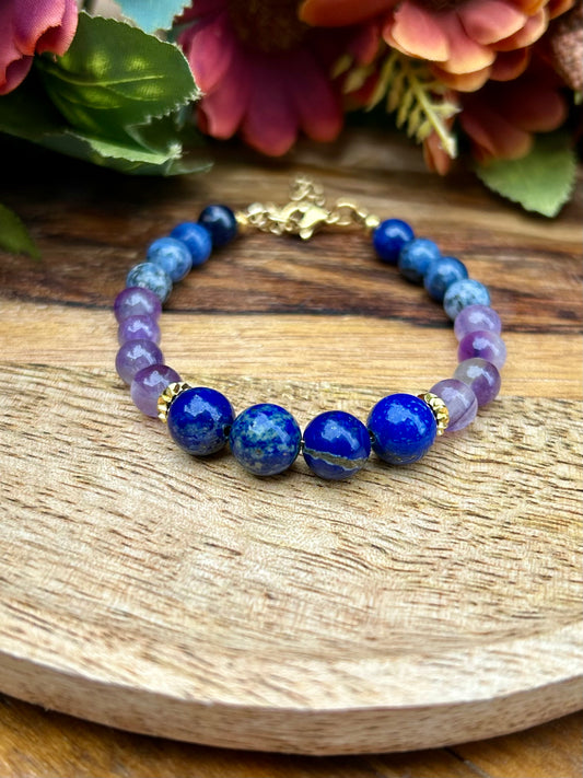 Bracelet Lapis-Lazuli, Améthyste & Sodalite – Énergie 333