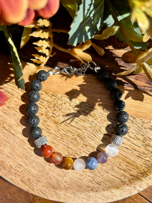 🌙 Bracelet Équilibre 7 Chakras – Version Argentée