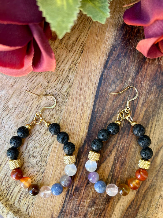 🌟 Boucles d’oreilles 7 Chakras – Version Dorée