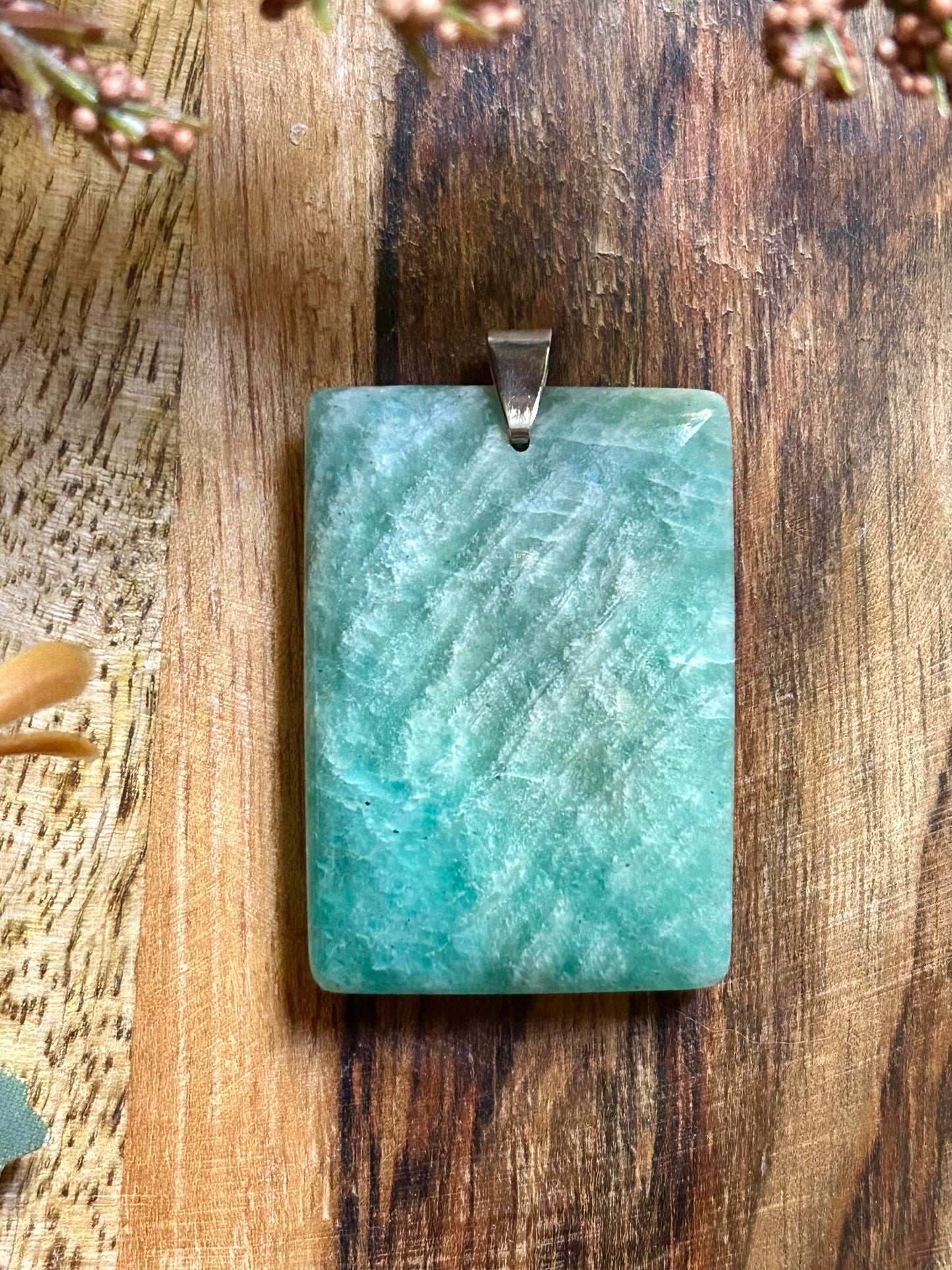 Pendentif rectangle en Amazonite – 35 à 45 mm