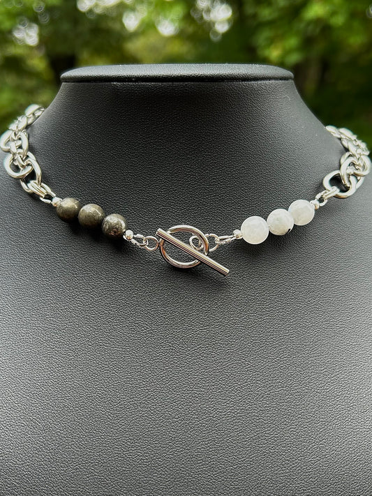 Collier Ras de Cou Équilibre & Protection – Pyrite & Péristérite