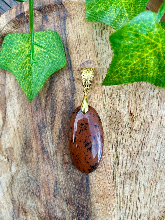 Pendentif en Obsidienne Acajou – Ancrage & Protection
