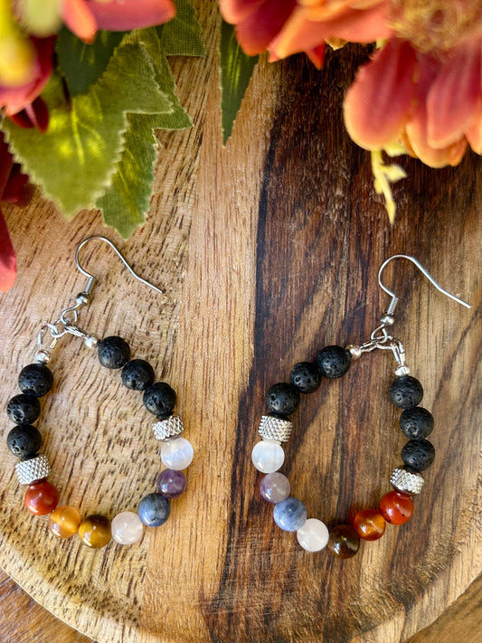 🌙 Boucles d’oreilles 7 Chakras – Version Argentée