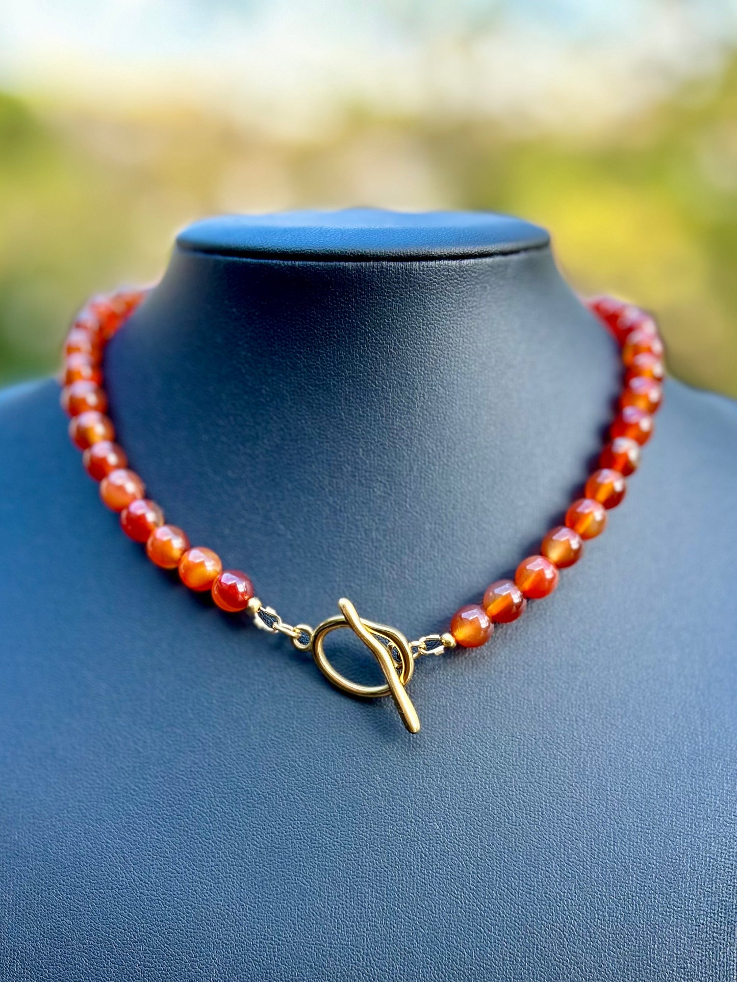 Collier Feu Sacré – Cornaline naturelle 6 mm & 8 mm | Énergisant & Confiance en soi