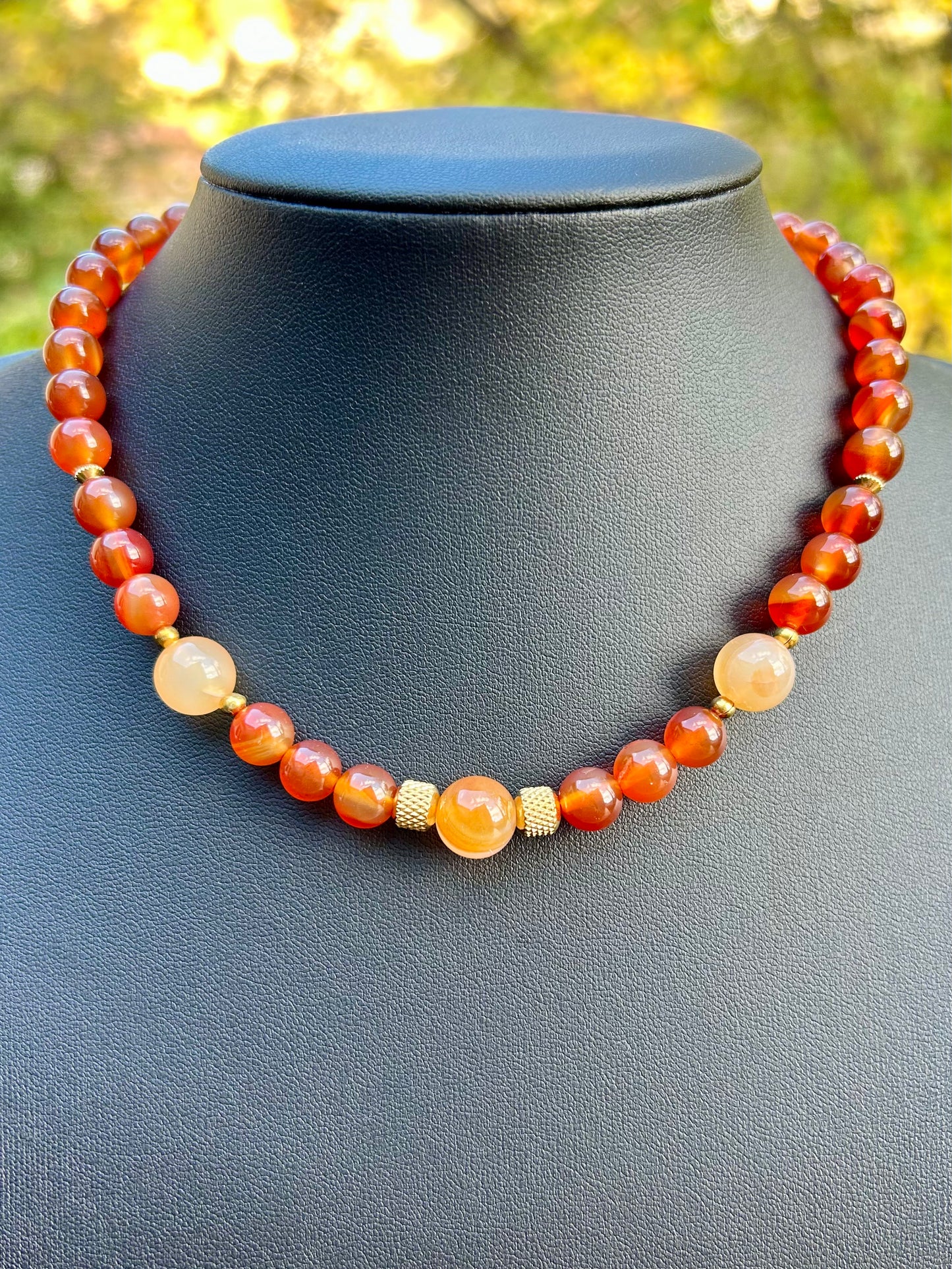 Collier Feu Sacré – Cornaline naturelle 6 mm & 8 mm | Énergisant & Confiance en soi