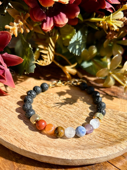 🌟 Bracelet Équilibre 7 Chakras – Version Dorée
