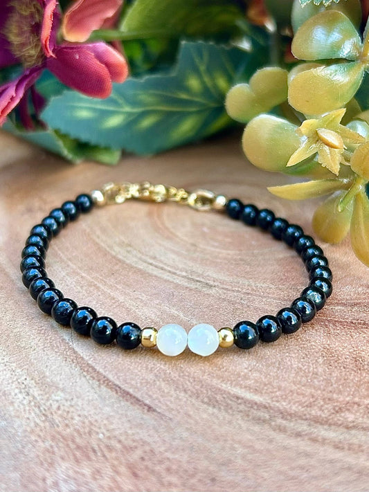 Bracelet Tourmaline Noire & Nacre